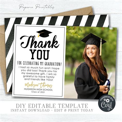 thank you card graduation template|blank graduation card template.